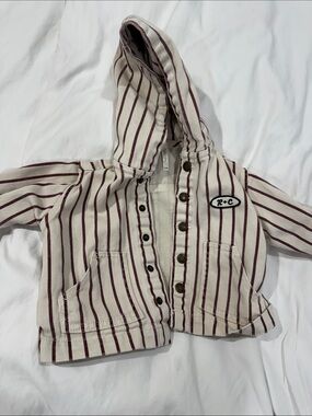 Rylee + Cru Cream Jacket with Burgundy Stripes
